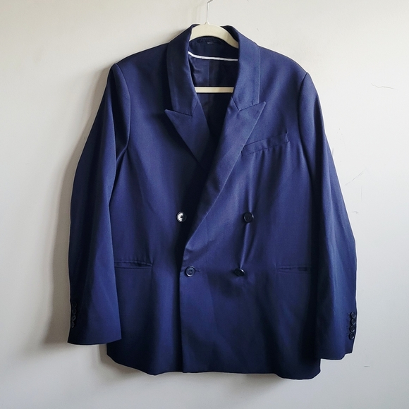COS Regular-Fit Double-Breasted Wool Blazer Navy - Picture 8 of 15